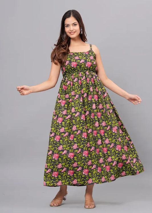 Black Floral Printed Dress