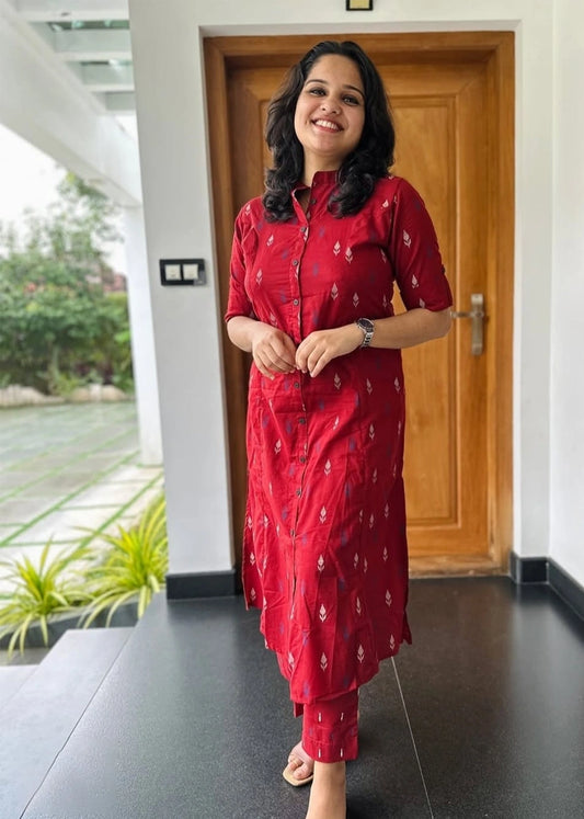 Women cotton printed kurta pant set