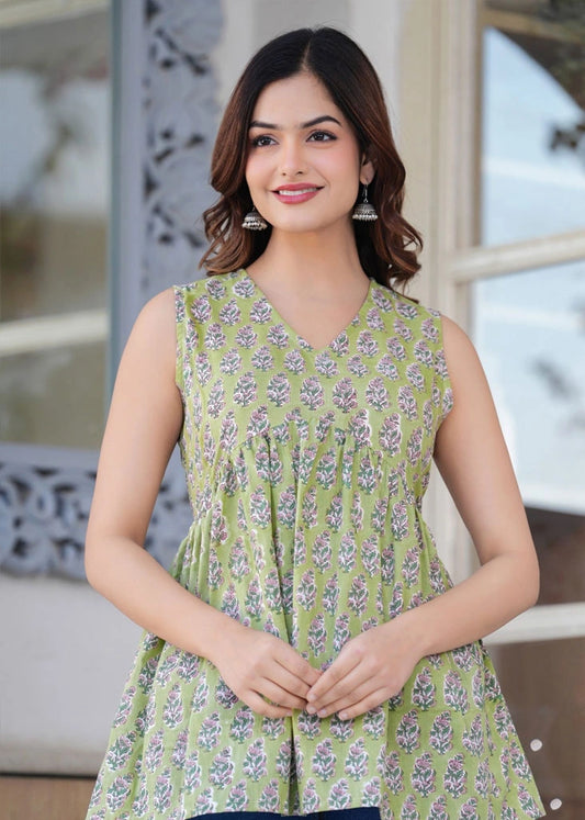 Women's Grey Cut-Sleeve Printed Peplum Top