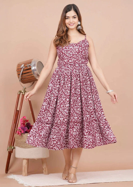 Sleeveless Long Rayon Maxi Dress with Floral Print