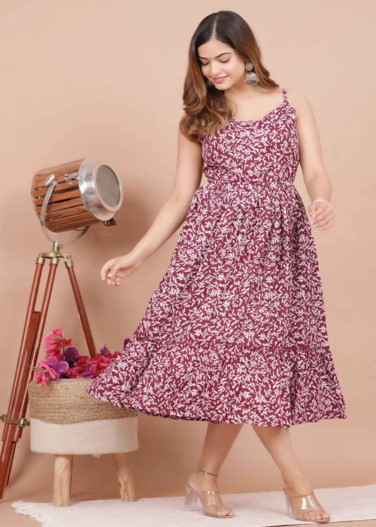 Sleeveless Long Rayon Maxi Dress with Floral Print