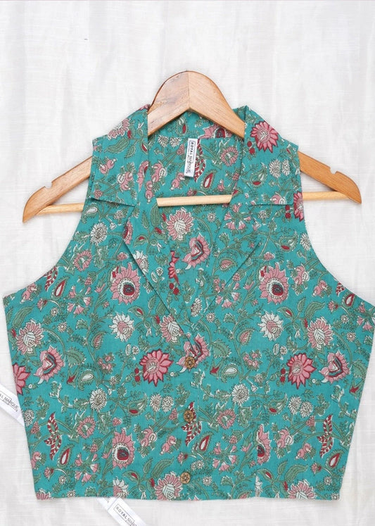 Women’s Pure Cotton Green Blouson Top