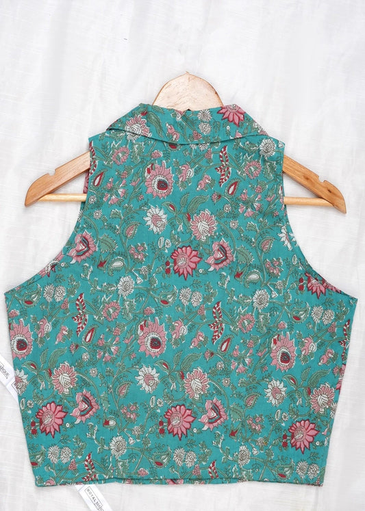 Women’s Pure Cotton Green Blouson Top