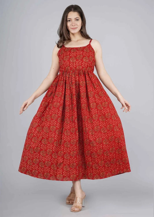 Cotton & Rayon Women Maxi Dress
