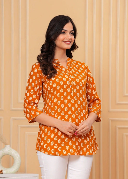 Orange Straight Tunic Top