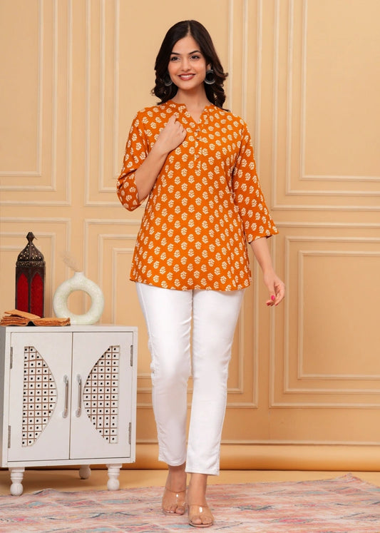 Orange Straight Tunic Top