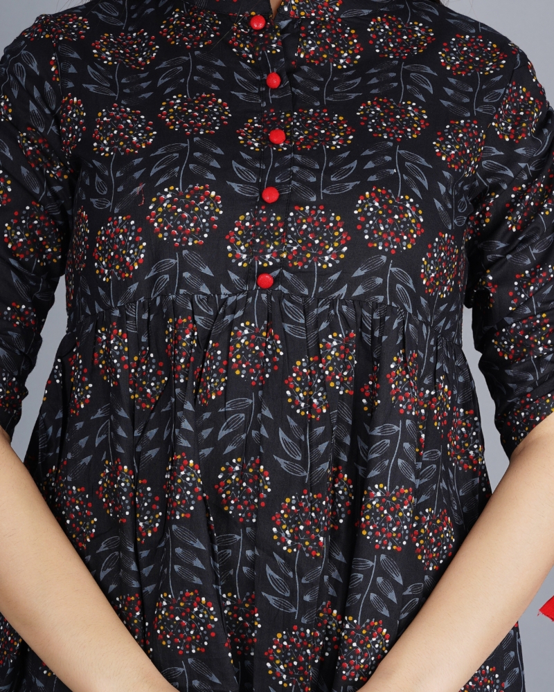 Women's Cotton Printed  Casual Regular Wear Tops with Tasseles -#T0 - Image 6