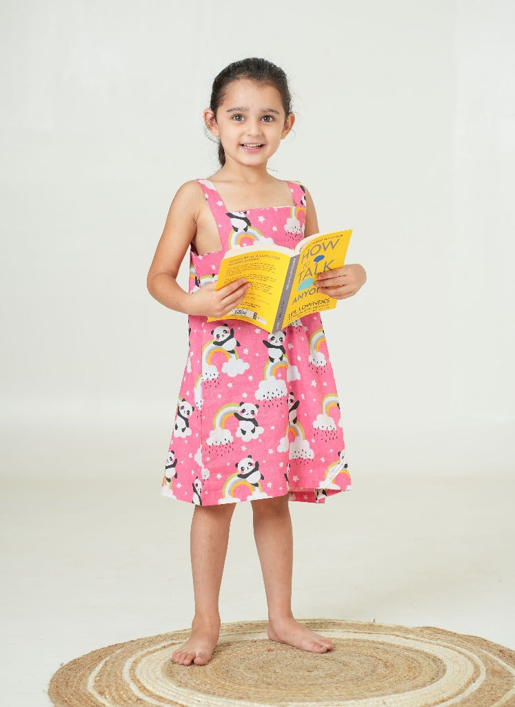 Pink Night Dress for Kids | Girls Nigh Wear for Kids | Cotton Night Dress