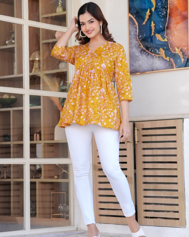 Mango Dolly Floral Printed full sleeves peplum top - Image 4