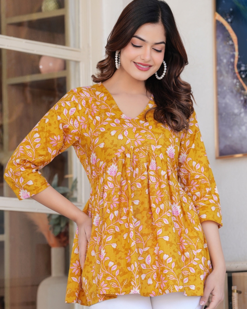 Mango Dolly Floral Printed full sleeves peplum top - Image 7