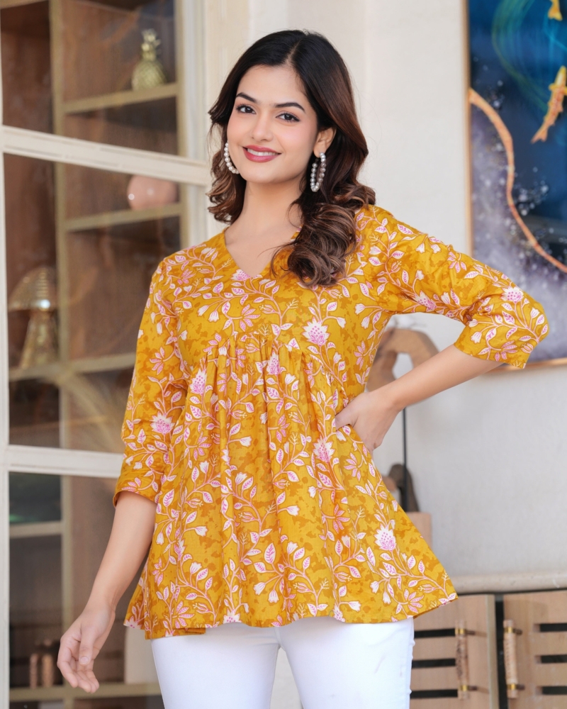 Mango Dolly Floral Printed full sleeves peplum top - Image 8