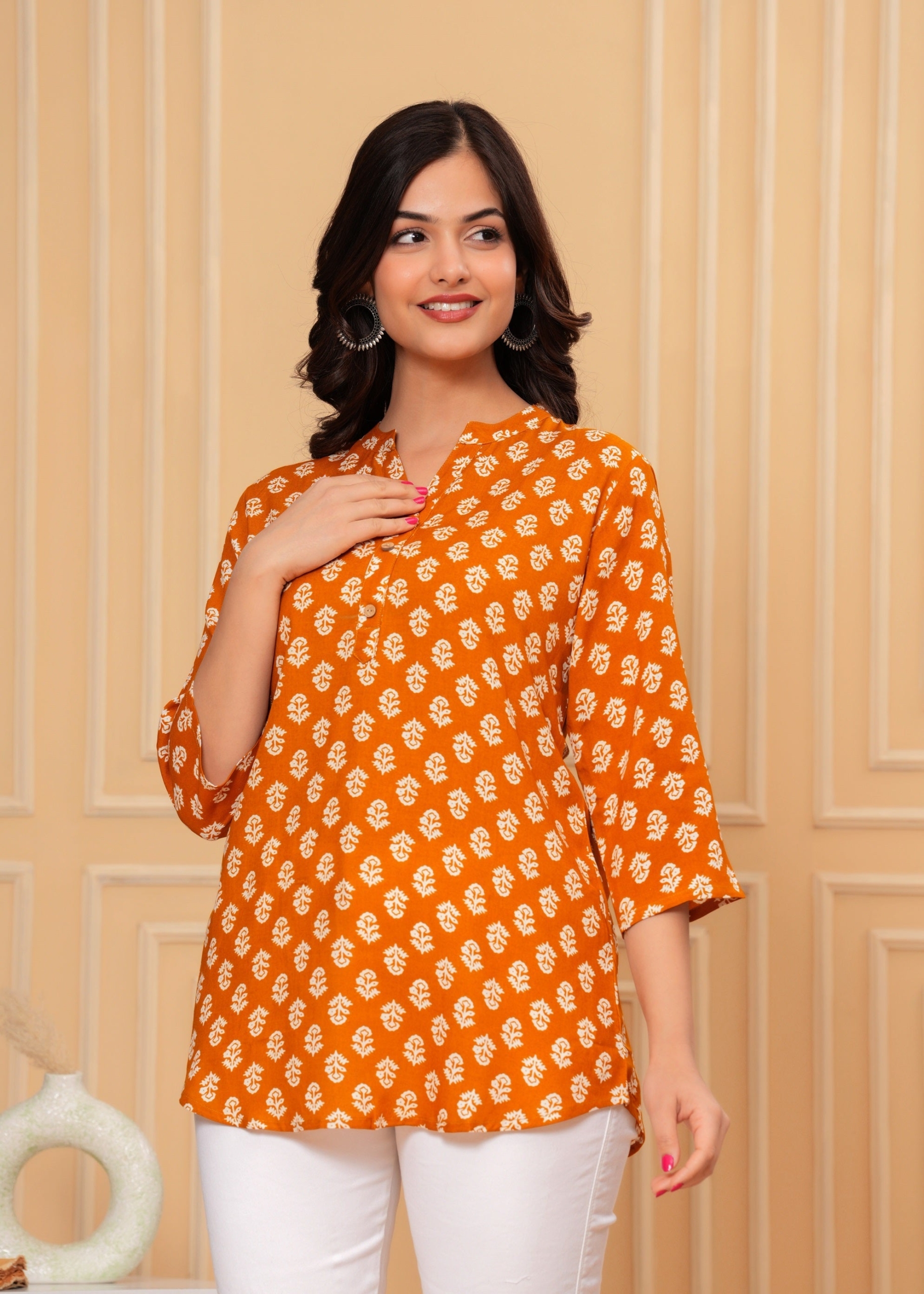 Orange Straight Tunic Top