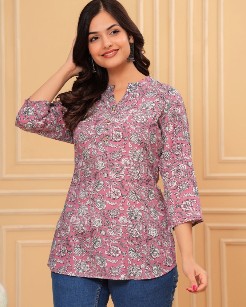 Pink Multicolor Straight Tunic Top - Image 2