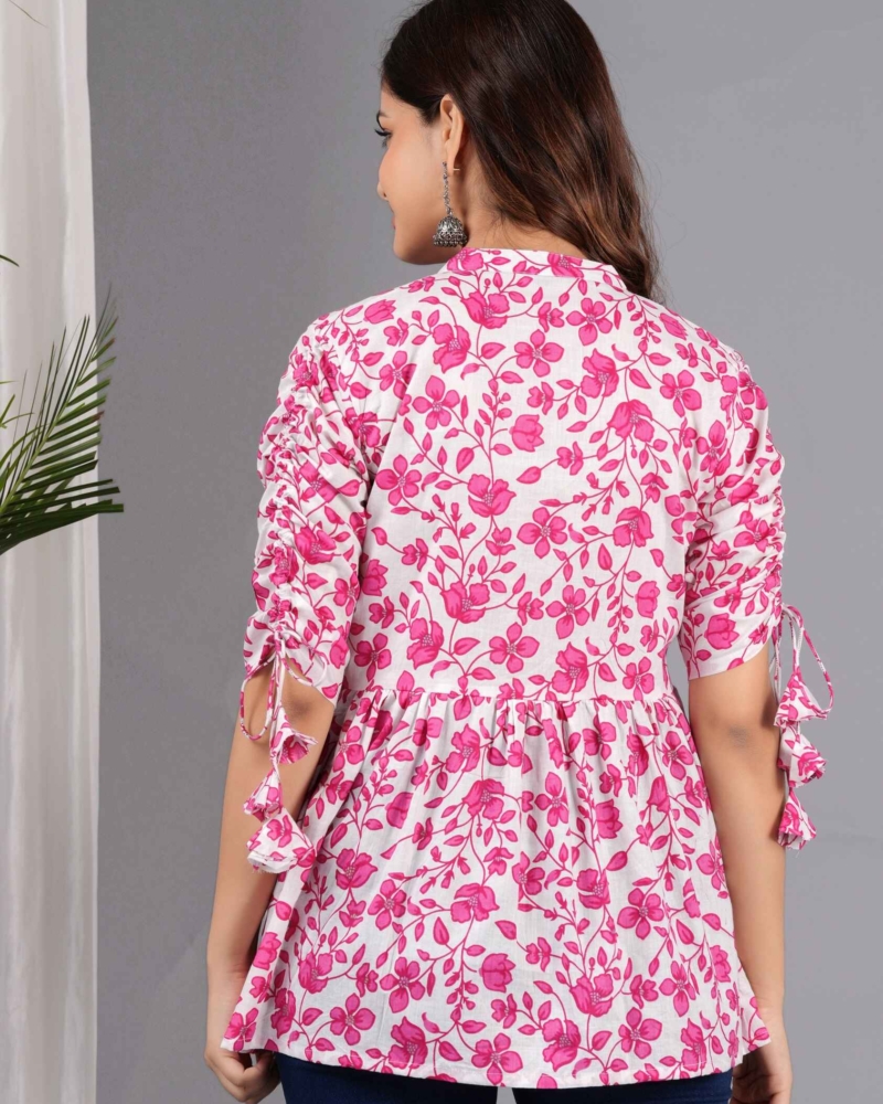 Pure Cotton Floral Printed Peplum Top #PT21 - Image 4