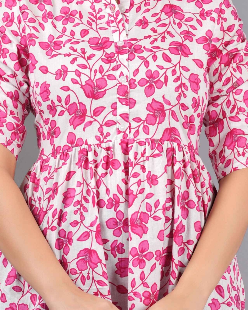 Pure Cotton Floral Printed Peplum Top #PT21 - Image 8