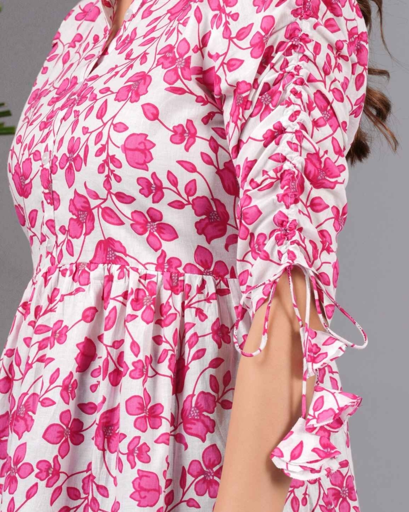 Pure Cotton Floral Printed Peplum Top #PT21 - Image 7