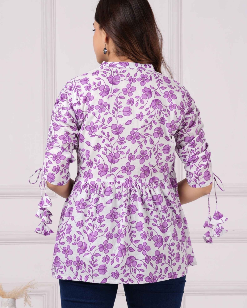 Pure Cotton Floral Printed Peplum Top #PT21 - Image 12