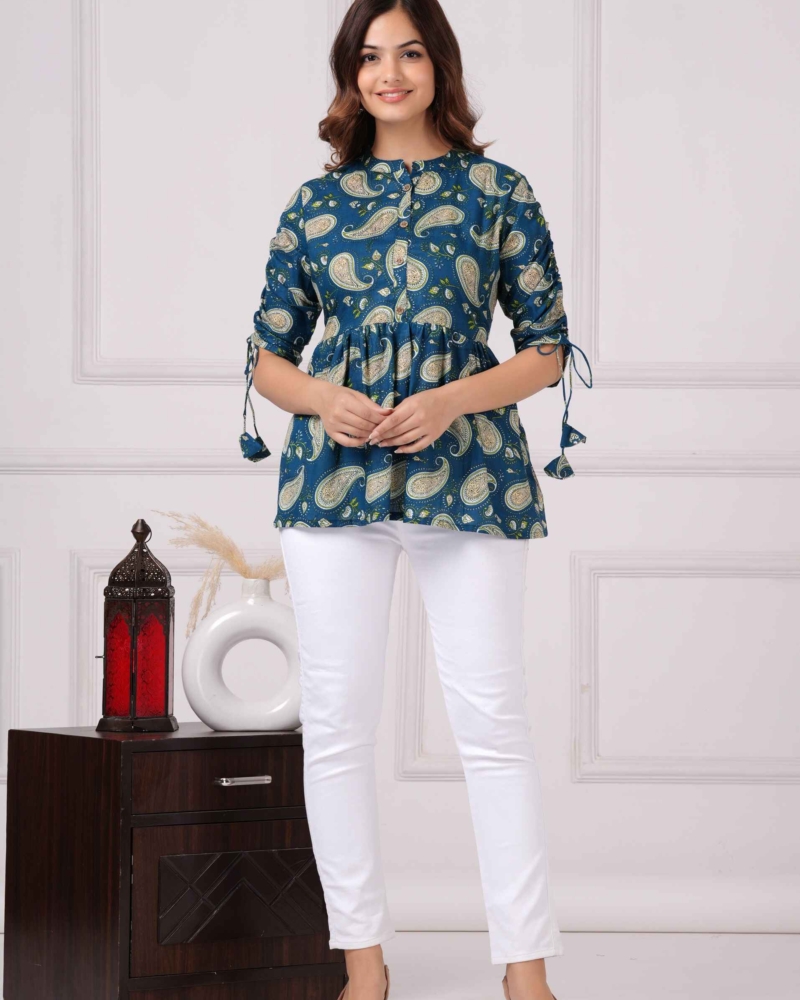 Pure Cotton Printed Peplum Top #PT41 - Image 12