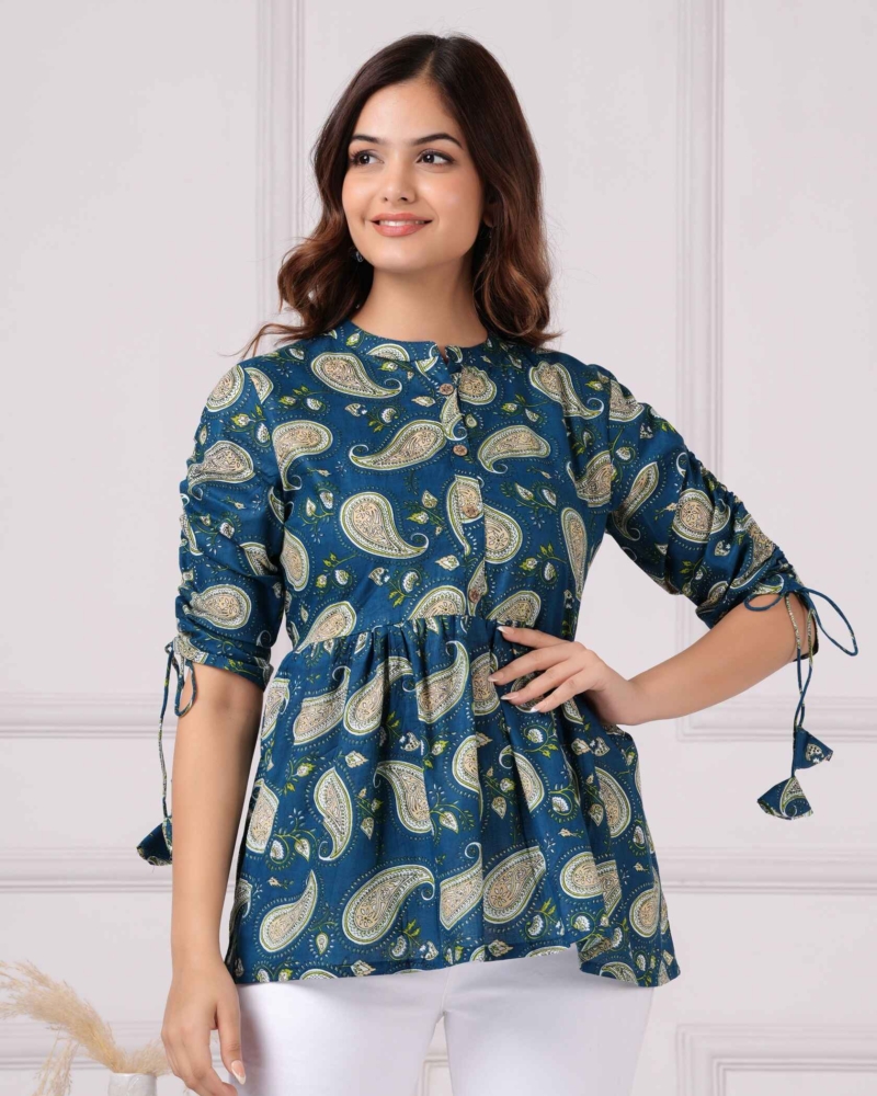 Pure Cotton Printed Peplum Top #PT41 - Image 9