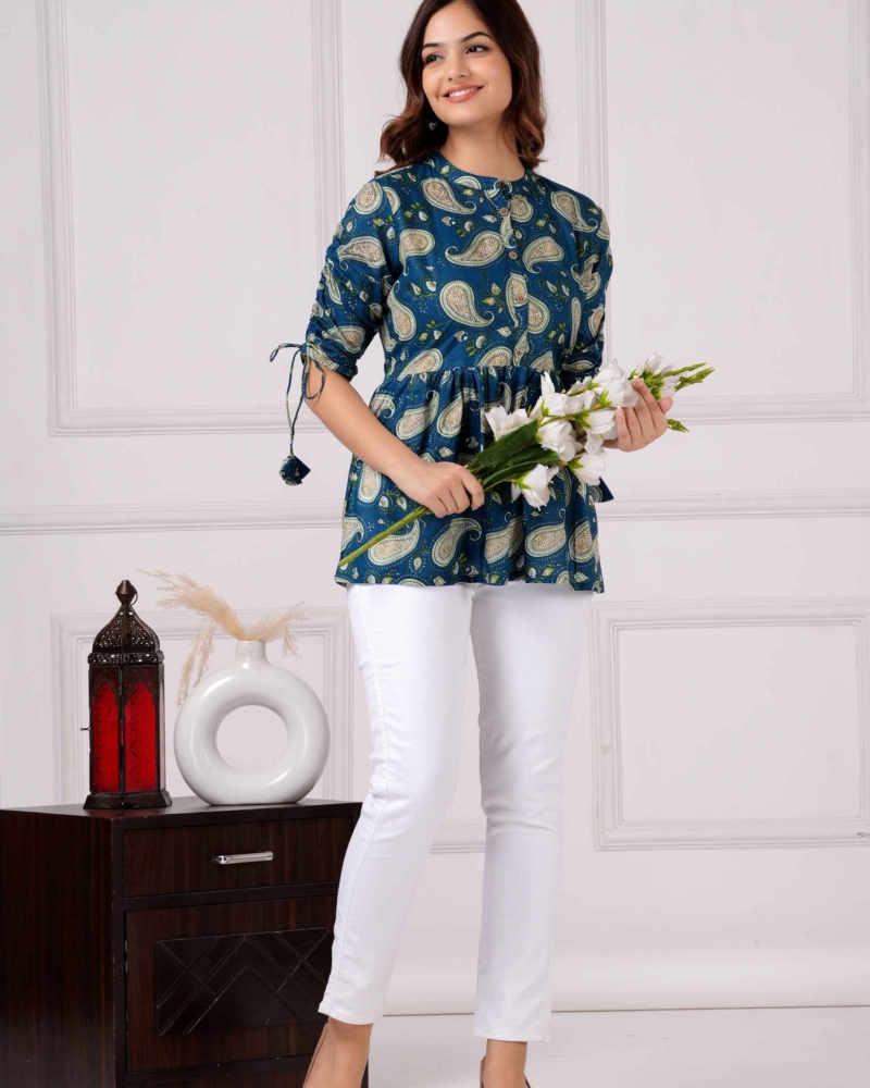 Pure Cotton Printed Peplum Top #PT41 - Image 13