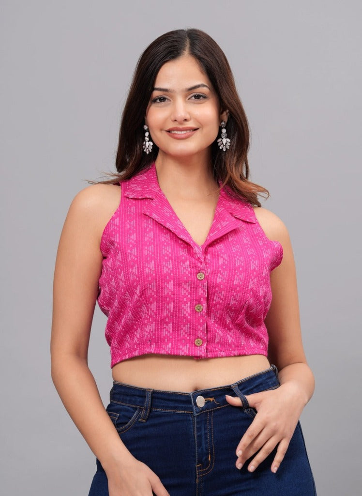 Pure Cotton Blouson Top – Pink