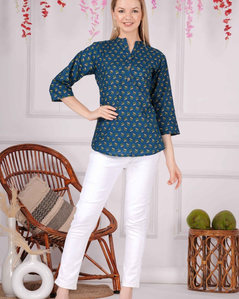 Ethnic Cotton Dove Grey Straight Top - Image 6