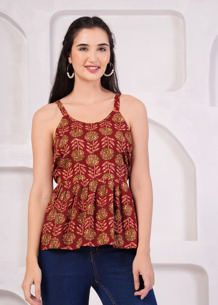 Pure Cotton Cami Top : Floral Pattern #03