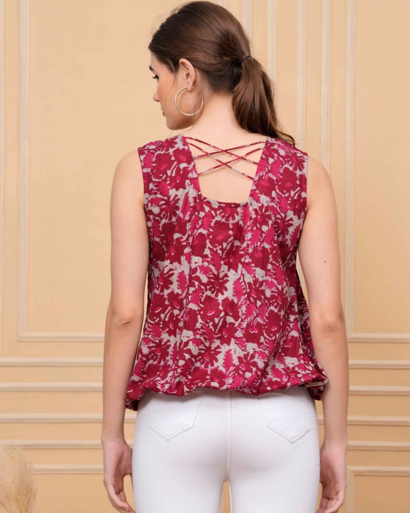 Floral Print Belt Top #BT1 - Image 6