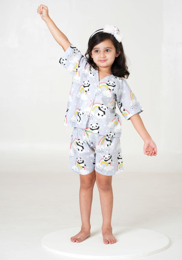 White Night Dress for Kids | Girls Nigh Wear for Kids | Cotton Grey Night Dress