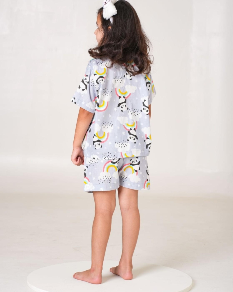 White Night Dress for Kids | Girls Nigh Wear for Kids | Cotton Grey Night Dress - Image 2