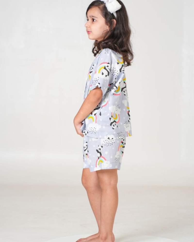 White Night Dress for Kids | Girls Nigh Wear for Kids | Cotton Grey Night Dress - Image 5