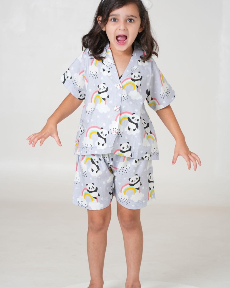 White Night Dress for Kids | Girls Nigh Wear for Kids | Cotton Grey Night Dress - Image 6