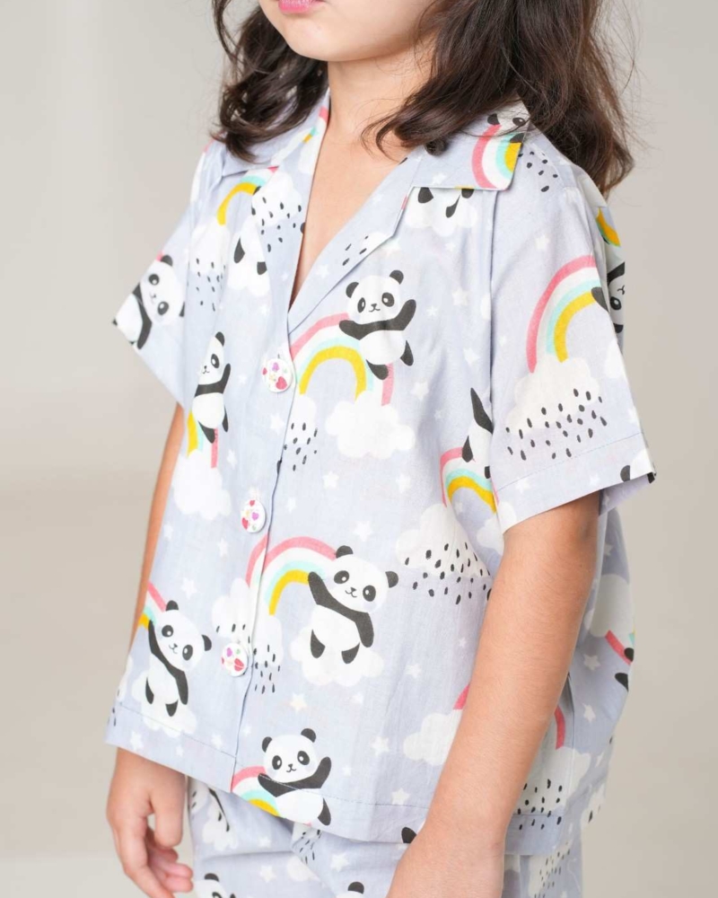 White Night Dress for Kids | Girls Nigh Wear for Kids | Cotton Grey Night Dress - Image 4