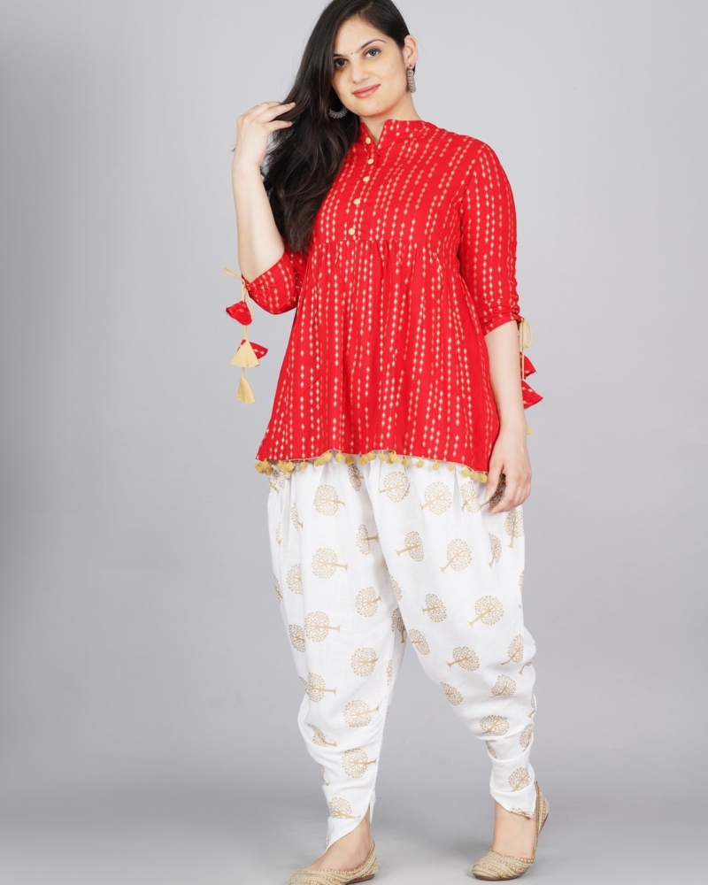 Cotton Ethnic Printed Kurta and Dhoti Pant Set #01 - Image 7