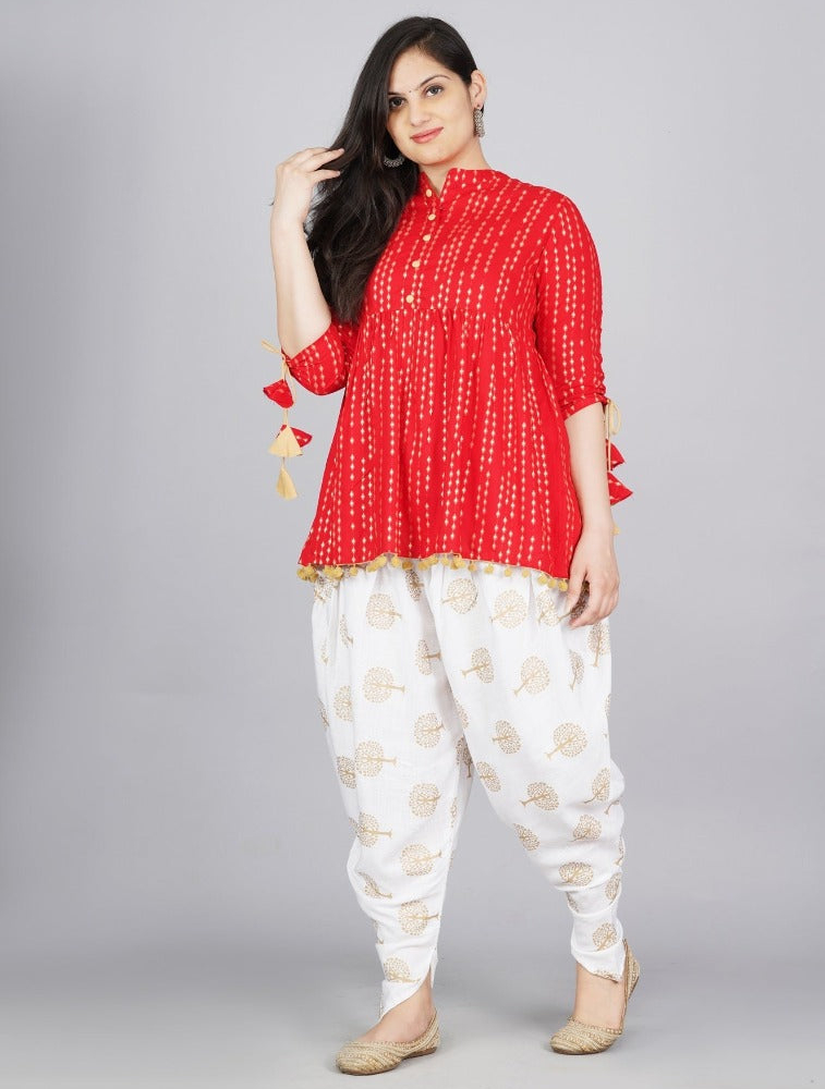 Cotton Ethnic Printed Kurta and Dhoti Pant Set #02