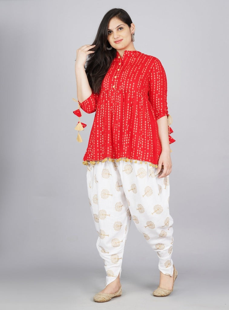 Cotton Ethnic Printed Kurta and Dhoti Pant Set #02