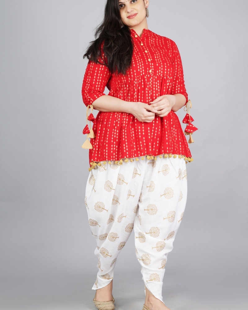 Cotton Ethnic Printed Kurta and Dhoti Pant Set #01 - Image 9