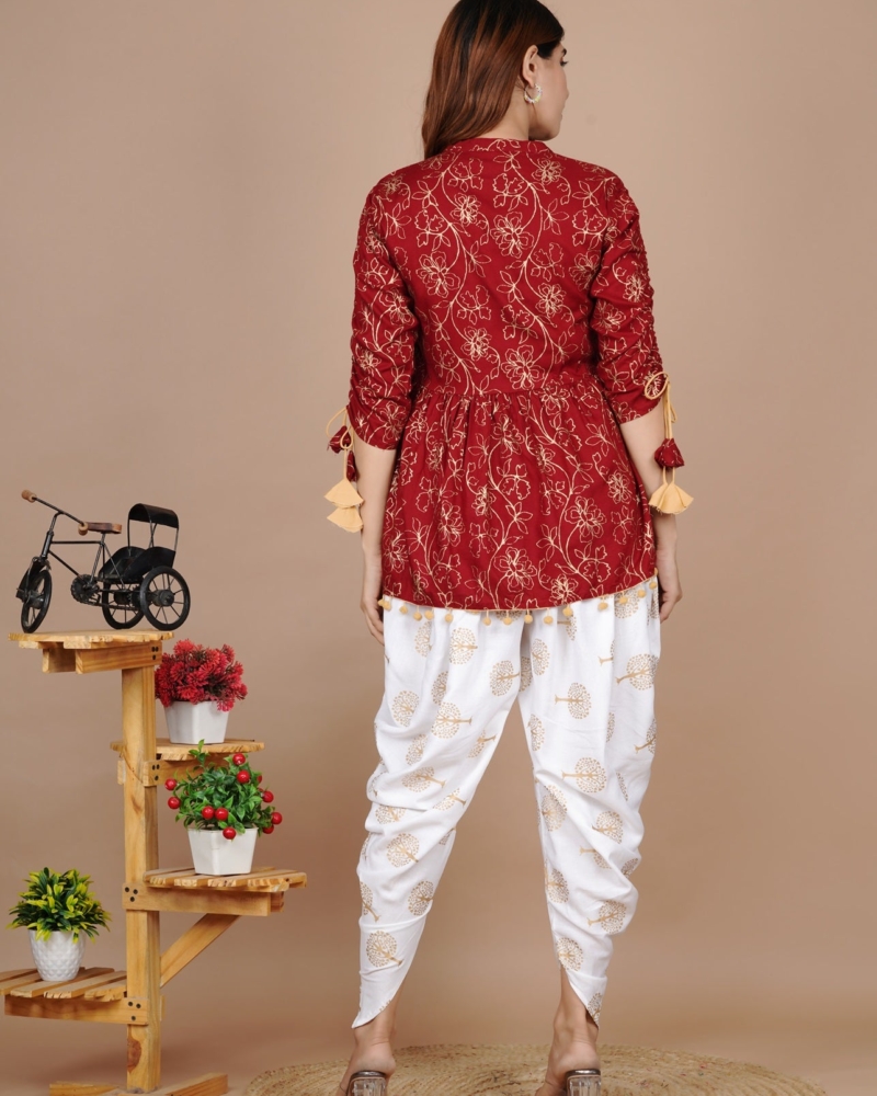 Cotton Ethnic Kurta and Dhoti Pant Set #01 - Image 11