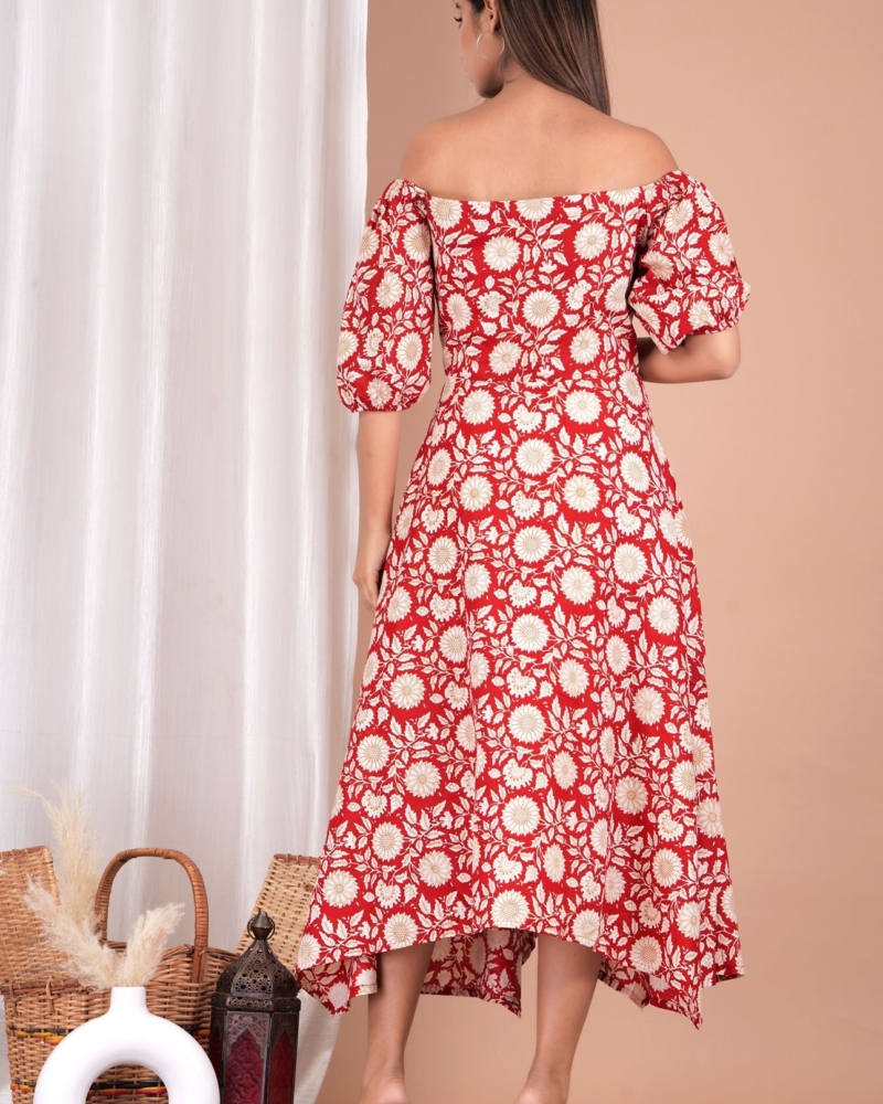 Women's Cotton Floral Printed Dress - Image 5