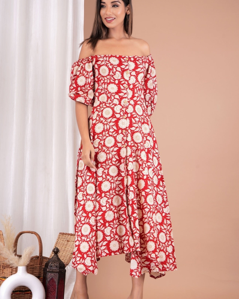 Women's Cotton Floral Printed Dress - Image 2