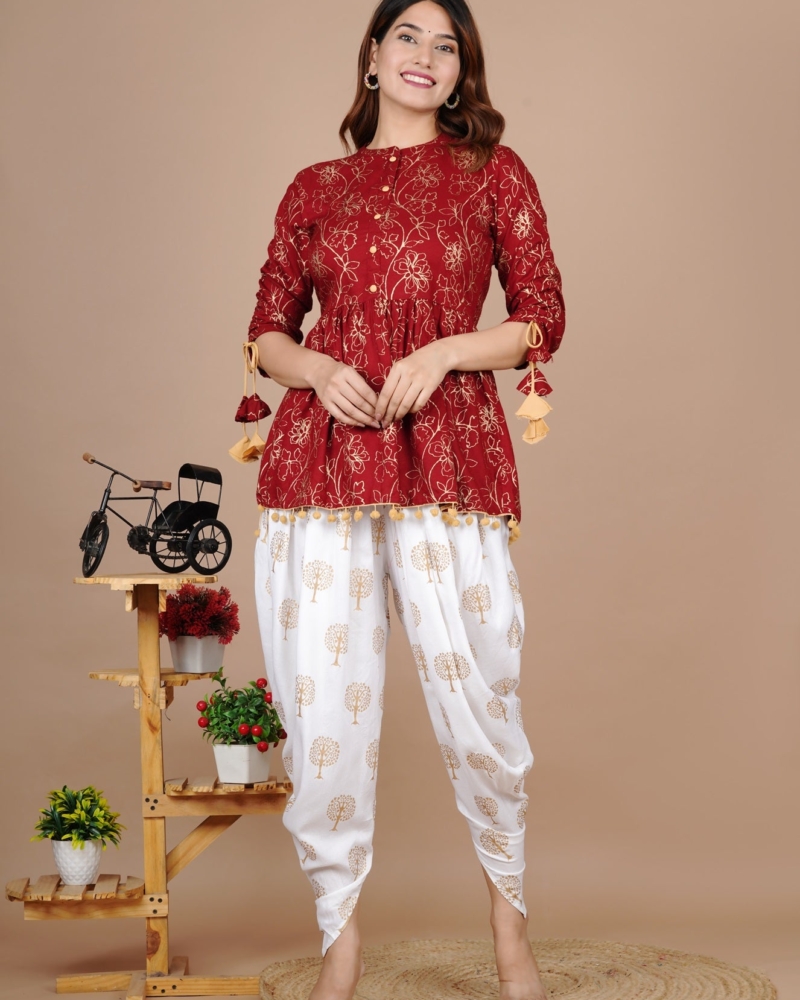 Cotton Ethnic Kurta and Dhoti Pant Set #01 - Image 7