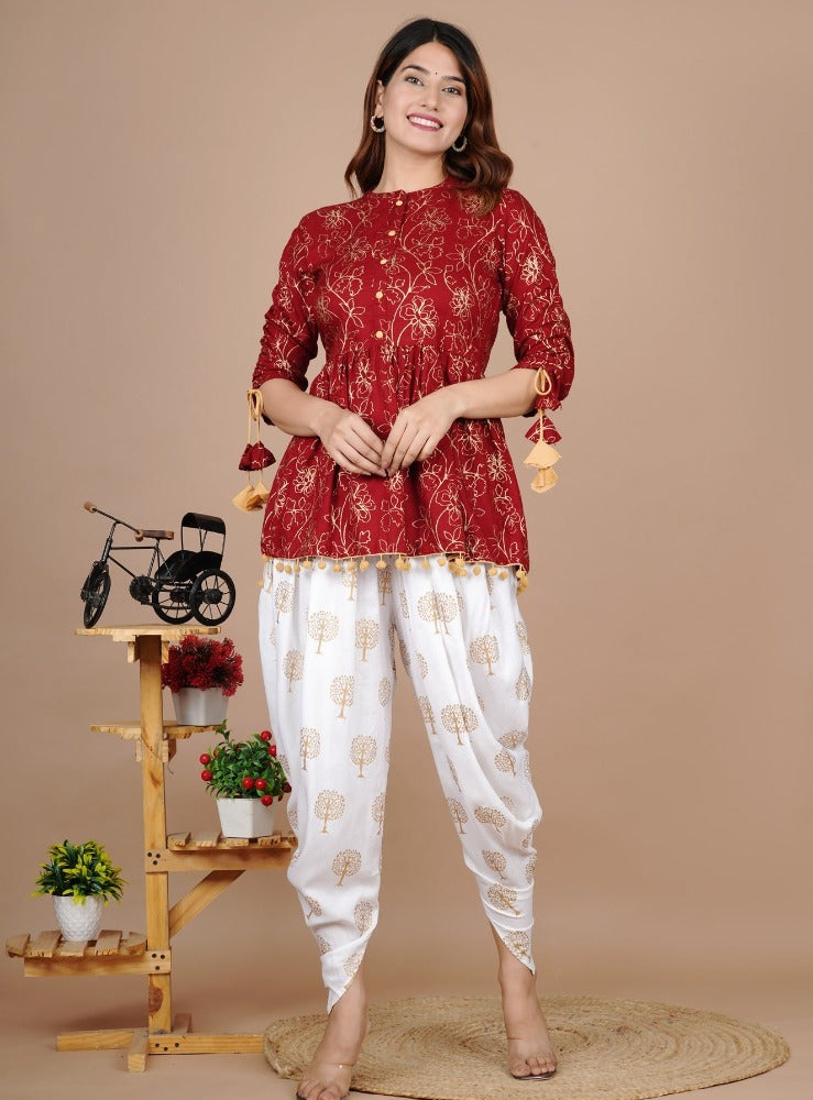 Cotton Ethnic Kurta and Dhoti Pant Set #02