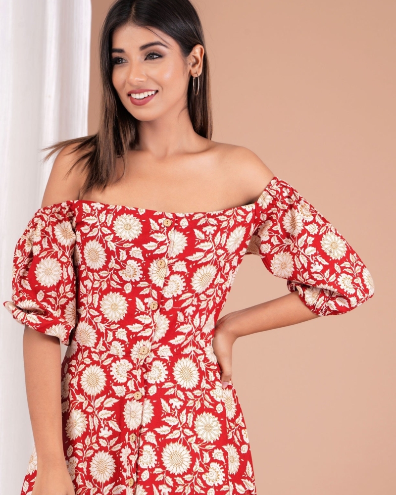 Women's Cotton Floral Printed Dress - Image 6