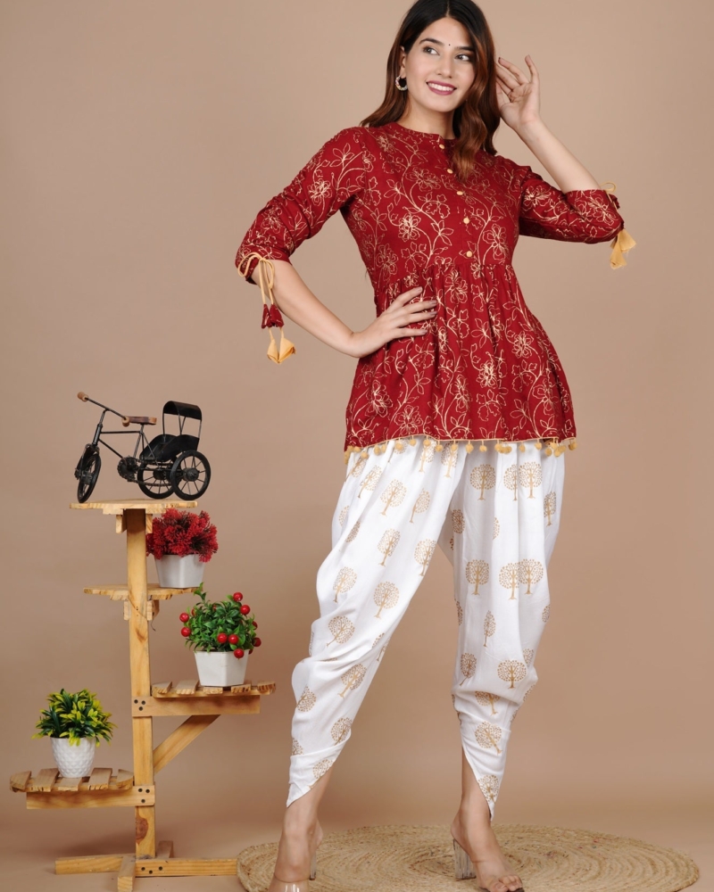 Cotton Ethnic Kurta and Dhoti Pant Set #02 - Image 2