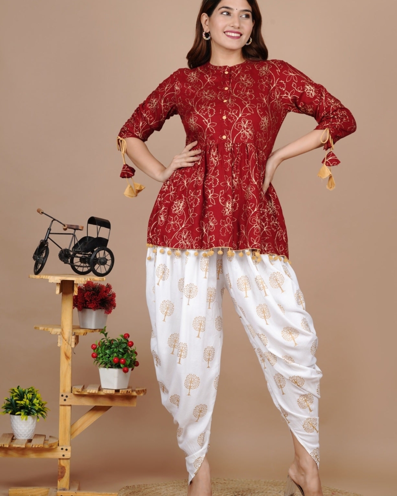 Cotton Ethnic Kurta and Dhoti Pant Set #01 - Image 9