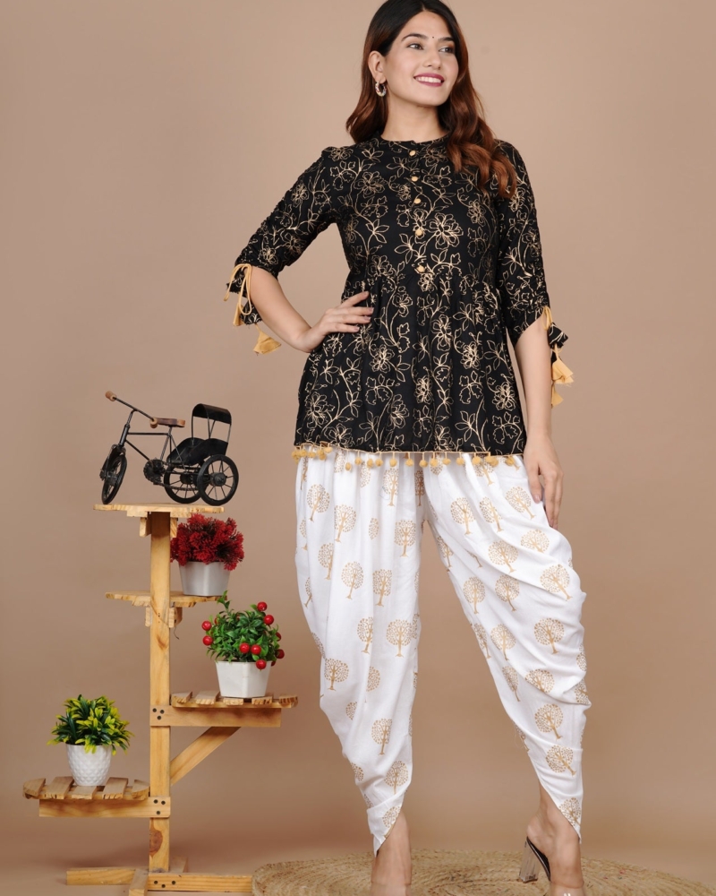 Cotton Ethnic Kurta and Dhoti Pant Set #01 - Image 2