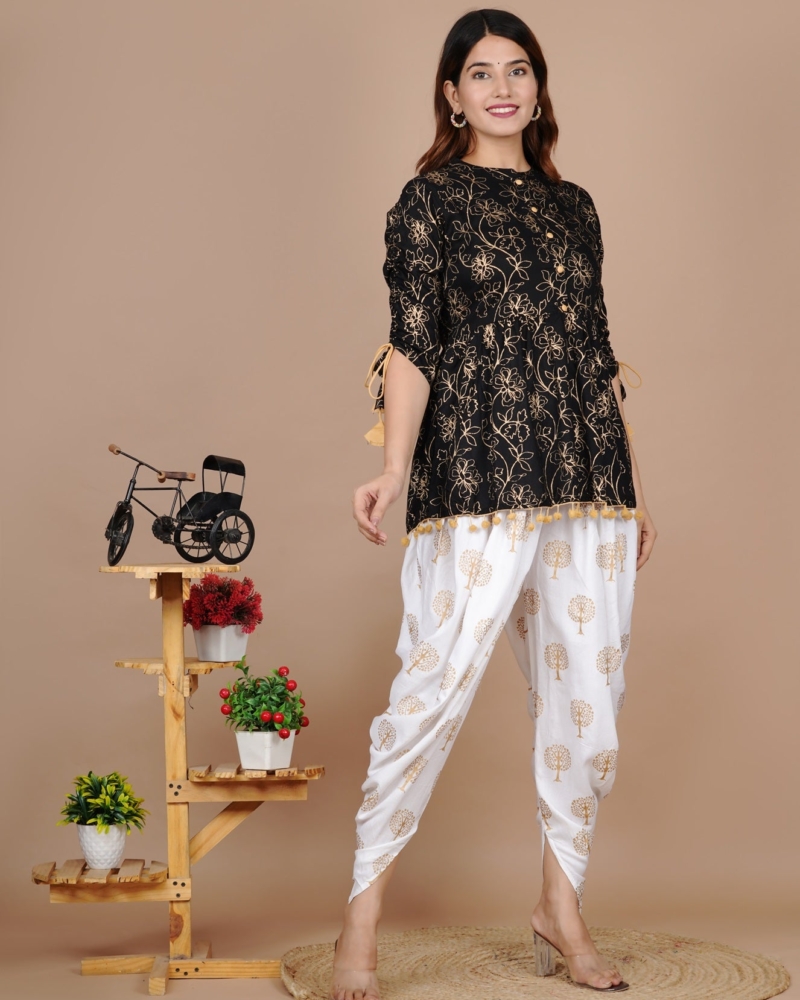 Cotton Ethnic Kurta and Dhoti Pant Set #01 - Image 3