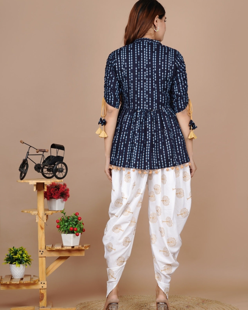 Cotton Ethnic Printed Kurta and Dhoti Pant Set #01 - Image 4