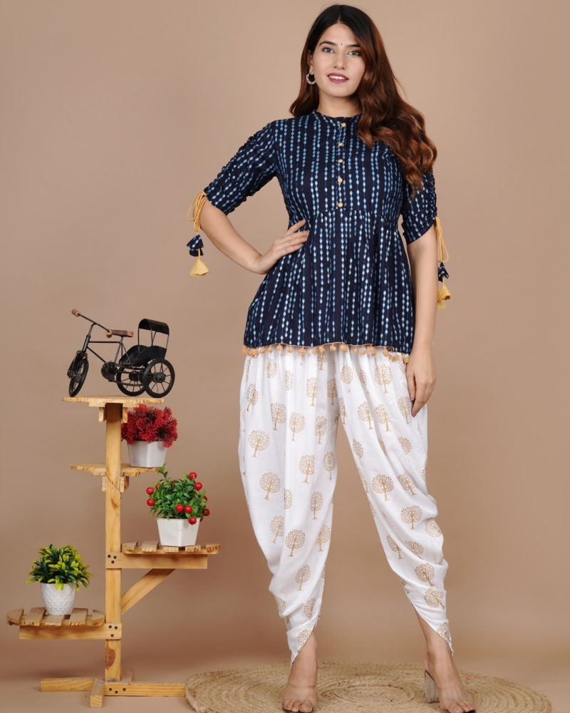 Cotton Ethnic Printed Kurta and Dhoti Pant Set #02 - Image 7