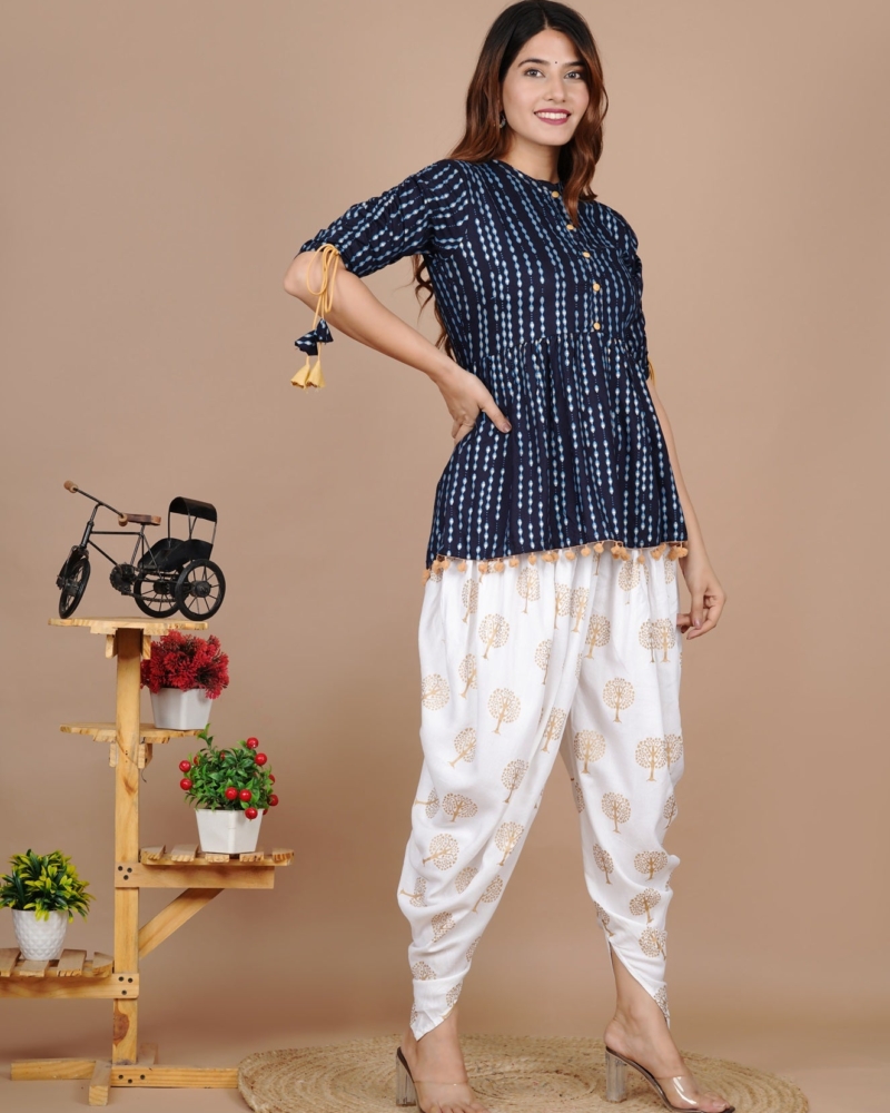 Cotton Ethnic Printed Kurta and Dhoti Pant Set #01 - Image 2